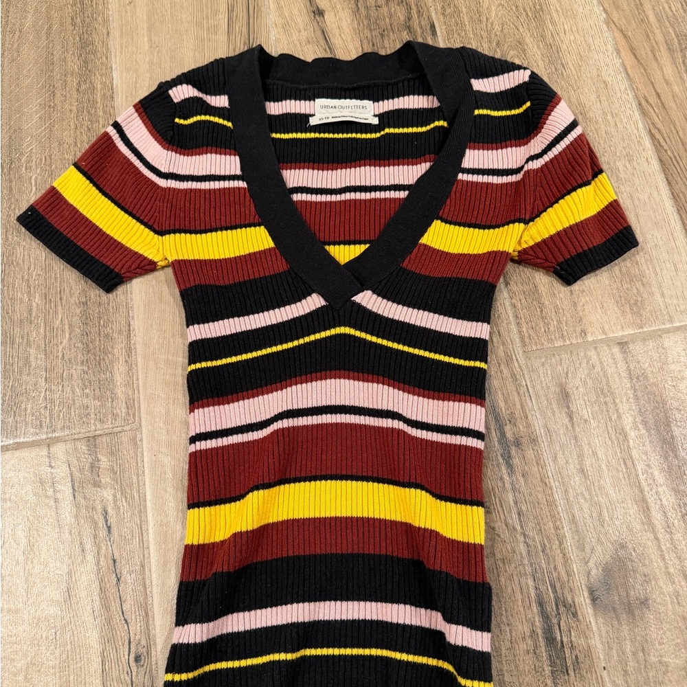 Urban Outfitters Multicolor Striped V-Neck Dress